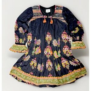 Label‎ Ritu Kumar Dress Womens Size 4 Bohemian Gypsy Mini Floral Flare Hippie